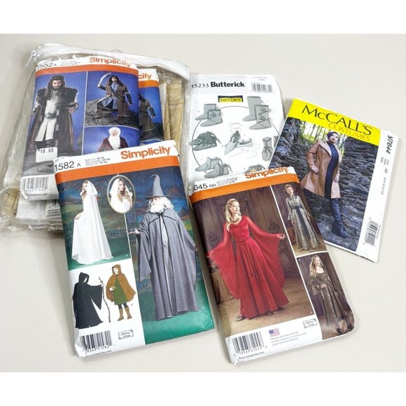 Costume Sewing Pattern (Lot Of 5-used/complete) Capes,Tunic,Boots,Dresses Etc - Picture 1 of 10
